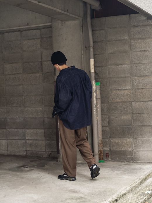 Audience 8oz デニム BDボクシーAラインシャツ / Dark indigo