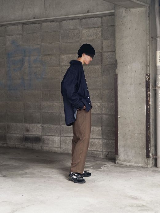 Audience 8oz デニム BDボクシーAラインシャツ / Dark indigo