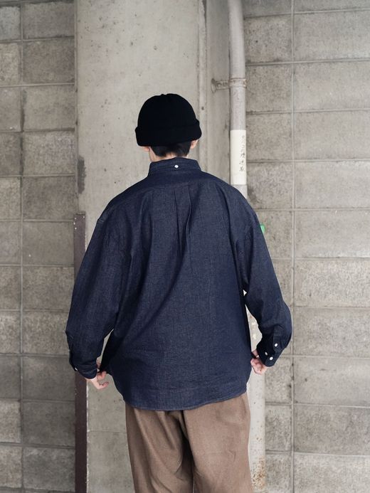 Audience 8oz デニム BDボクシーAラインシャツ / Dark indigo