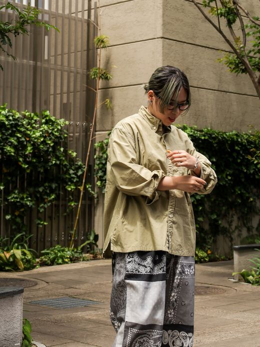 ANACHRONORM STANDARD WIDE B.D SHIRTS / Lt.olive