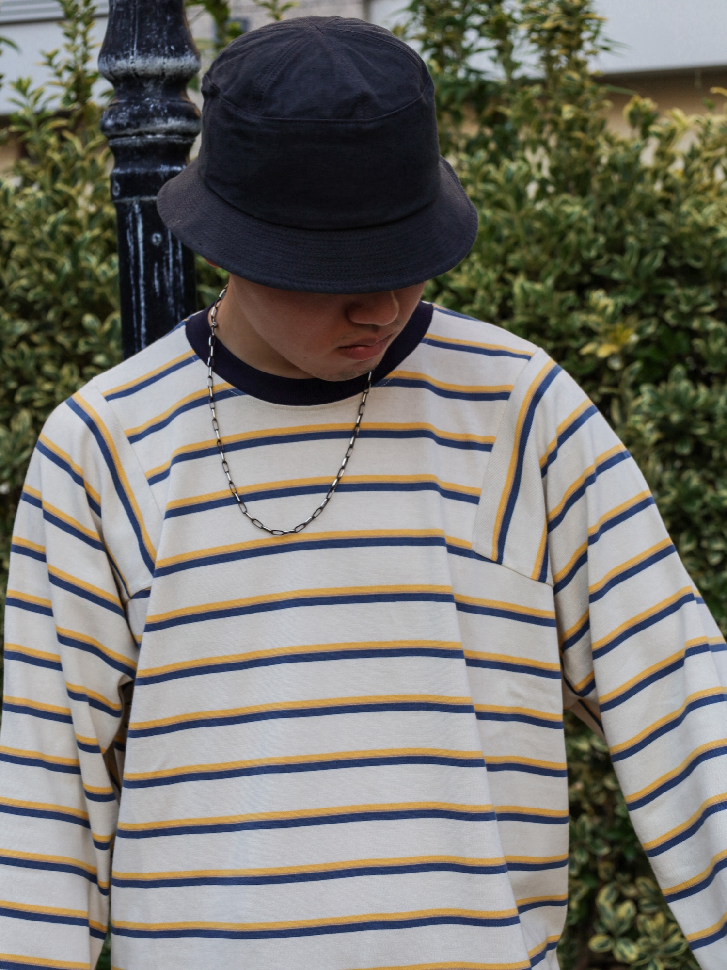 AMBERGLEAM PANEL BORDER LONG SLEEVE / White | FLATBUSH
