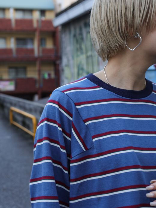 AMBERGLEAM PANEL BORDER LONG SLEEVE / Lake blue
