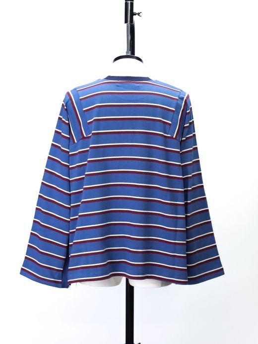AMBERGLEAM PANEL BORDER LONG SLEEVE / Lake blue