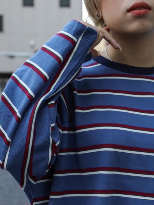 AMBERGLEAM PANEL BORDER LONG SLEEVE / Lake blue
