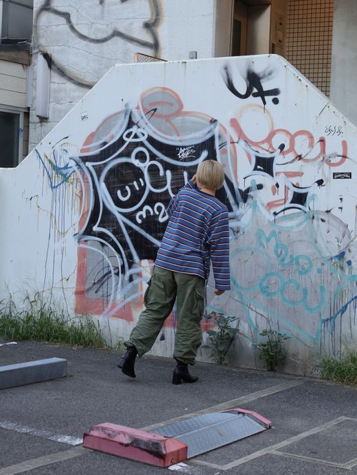 AMBERGLEAM PANEL BORDER LONG SLEEVE / Lake blue