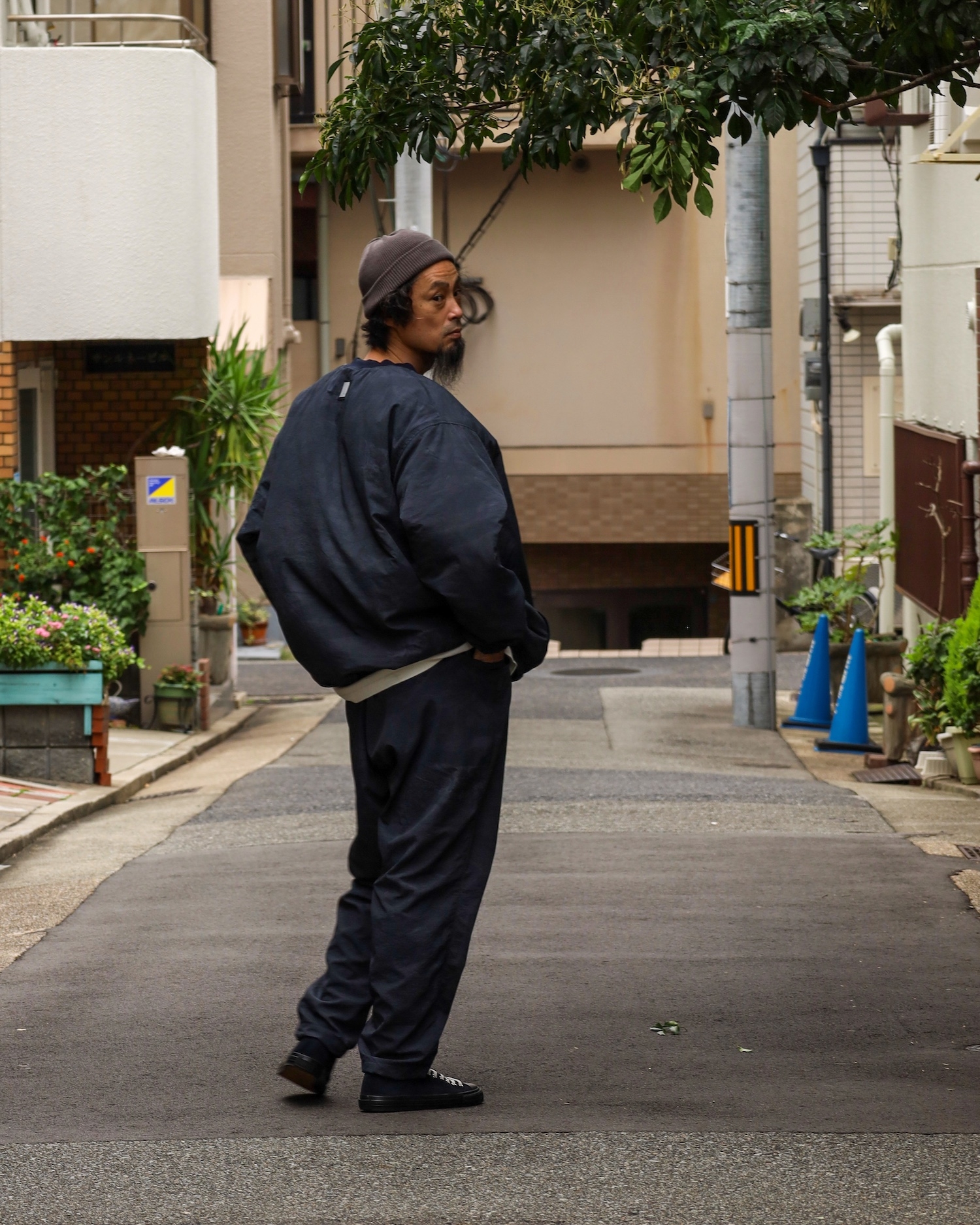 S.F.C BASEBALL HALF ZIP JACKET / Black tree camo | FLATBUSH