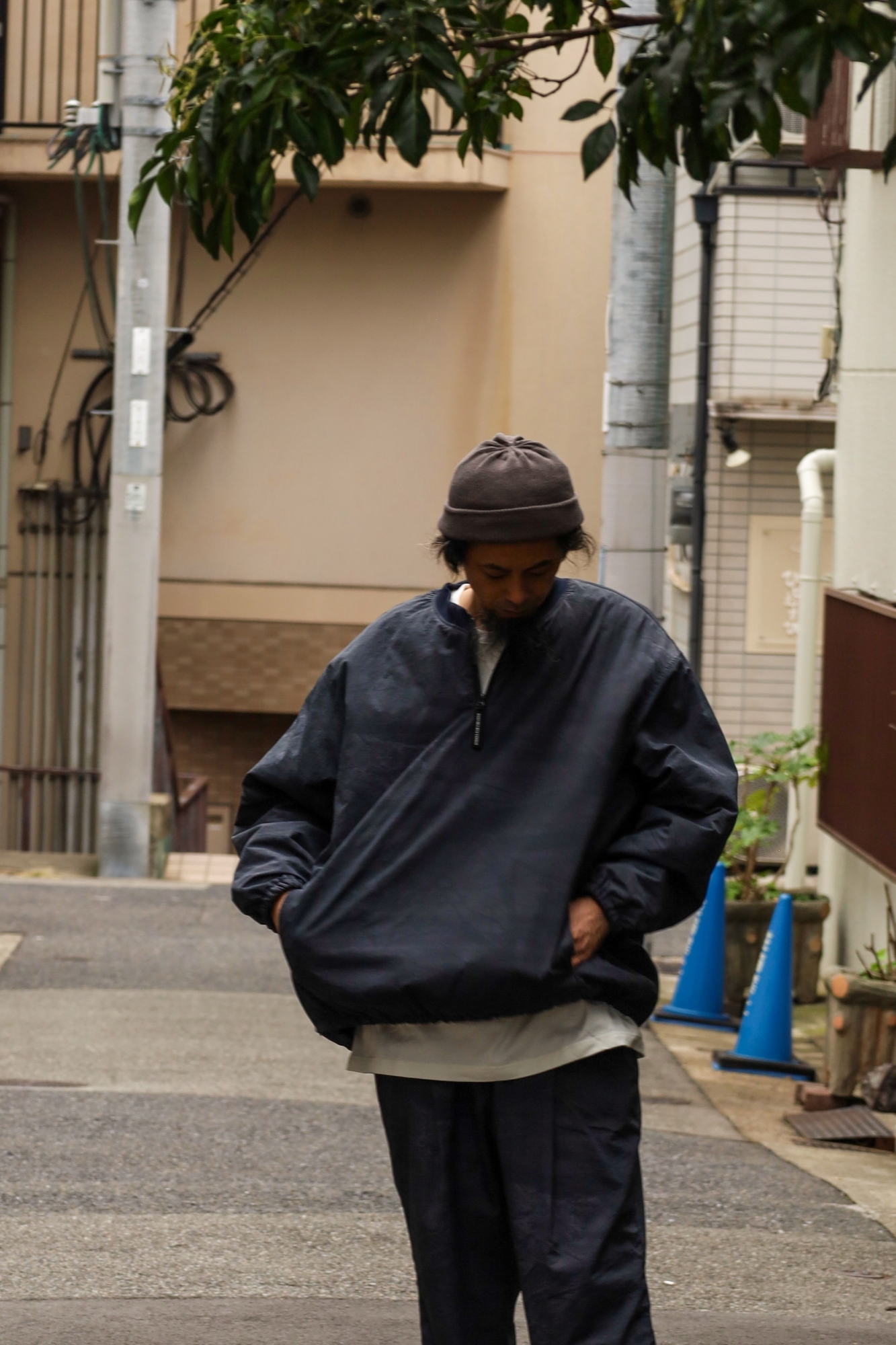 最終 S.F.C BASEBALL HALF ZIP JACKET BLACK S.F.C BASEBALL HALF ZIP JACKET / Black tree camo | FLATBUSH