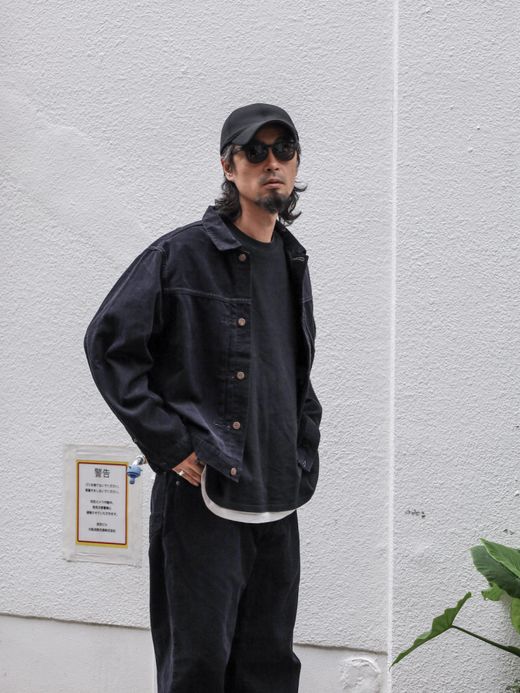 ANACHRONORM SULFUR DYED CORDUROY FRONT TUCK JACKET / Sulfur black