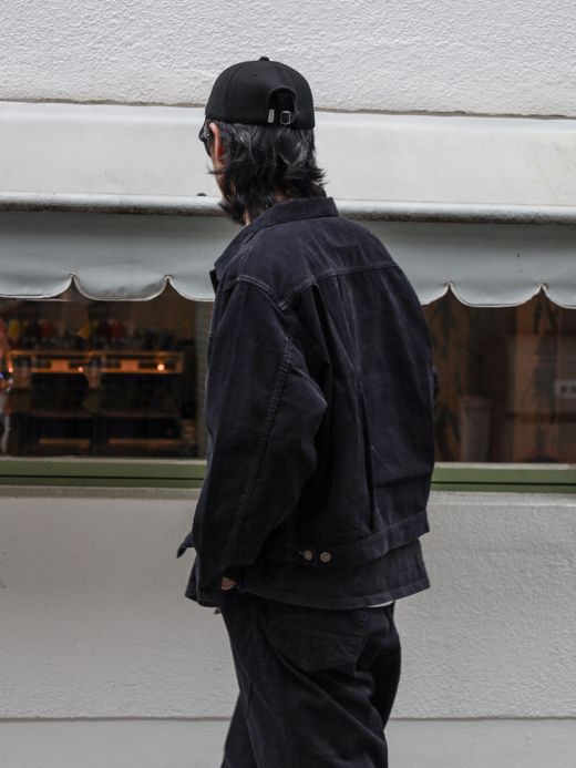 ANACHRONORM SULFUR DYED CORDUROY FRONT TUCK JACKET / Sulfur black
