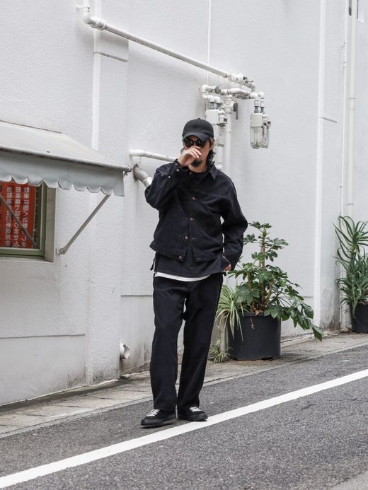 ANACHRONORM SULFUR DYED CORDUROY FRONT TUCK JACKET / Sulfur black