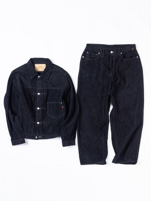 ANACHRONORM SULFUR DYED CORDUROY FRONT TUCK JACKET / Sulfur black