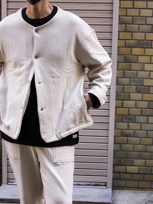 organicsta 9.4oz ORGANIC COTTON SWEAT CARDIGAN / Grey