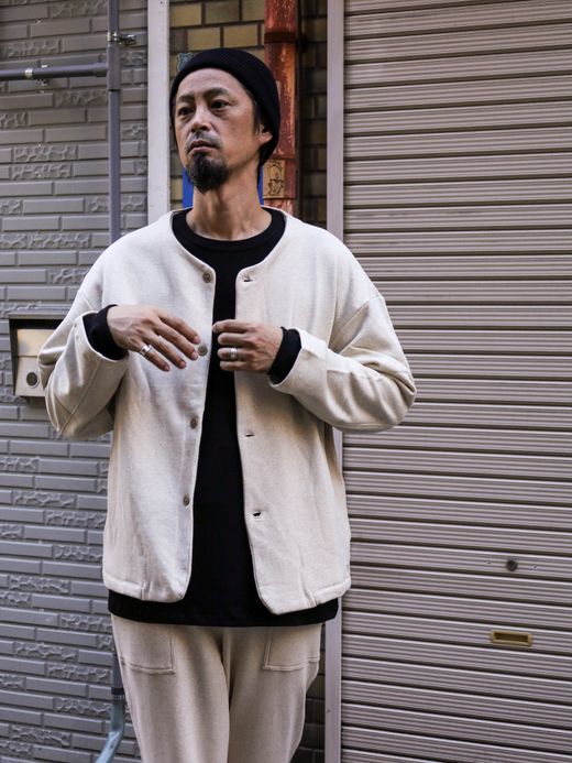 organicsta 9.4oz ORGANIC COTTON SWEAT CARDIGAN / Grey