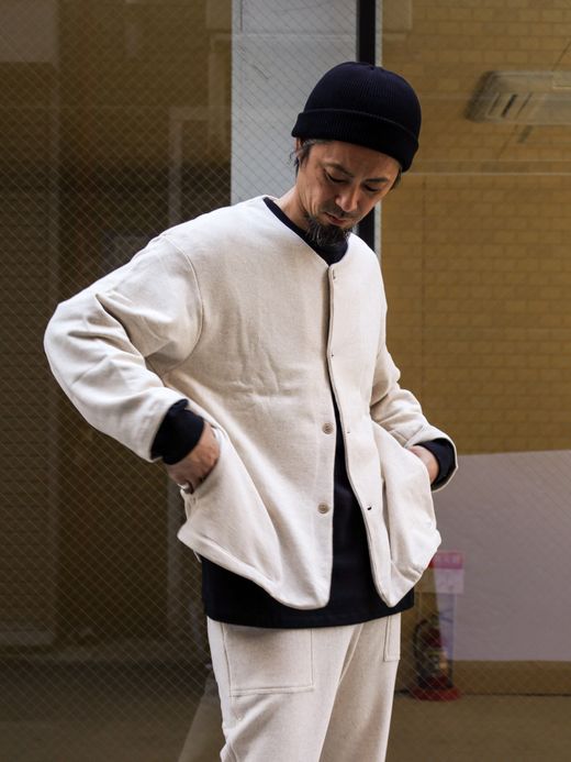 organicsta 9.4oz ORGANIC COTTON SWEAT CARDIGAN / Grey