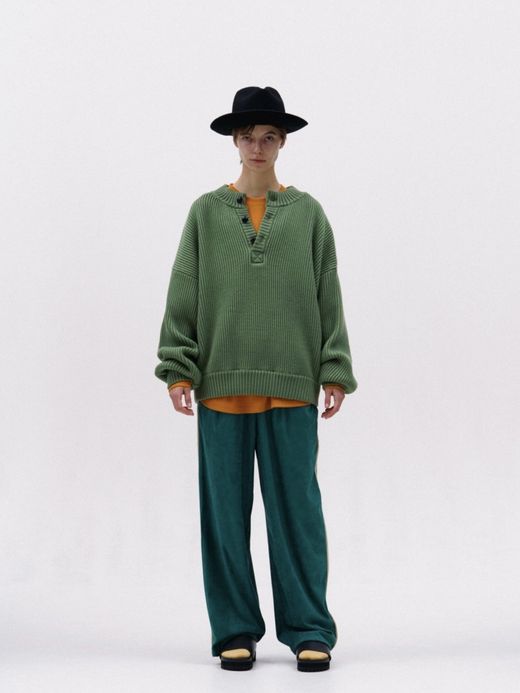 AMBERGLEAM WARM HENRY SWEATER / Smoke green