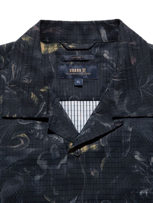 ROARK REVIVAL BLESS UP "NOCTURNAL" S/S WOVEN - COMFORT FIT / Black