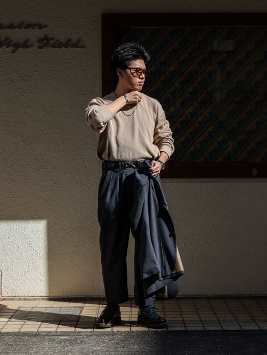 ANACHRONORM SUMMER WOOL TAPERED TROUSERS / Charcoal