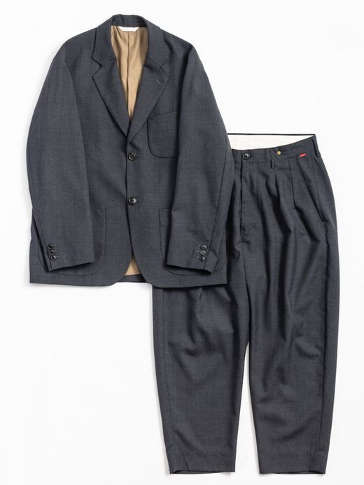 ANACHRONORM SUMMER WOOL TAPERED TROUSERS / Charcoal