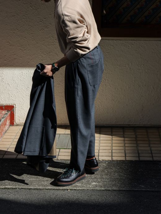 ANACHRONORM SUMMER WOOL TAPERED TROUSERS / Charcoal