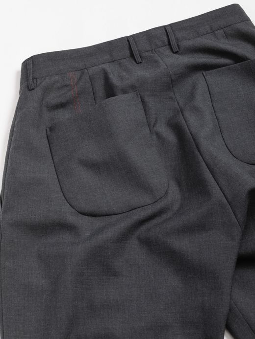 ANACHRONORM SUMMER WOOL TAPERED TROUSERS / Charcoal