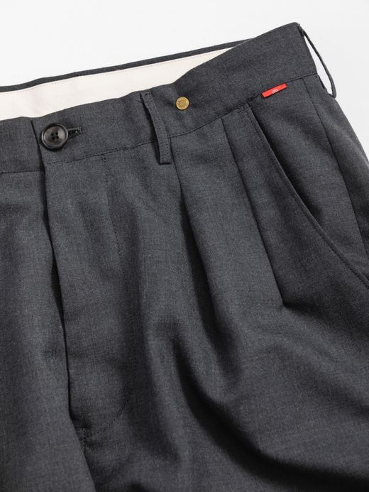 ANACHRONORM SUMMER WOOL TAPERED TROUSERS / Charcoal