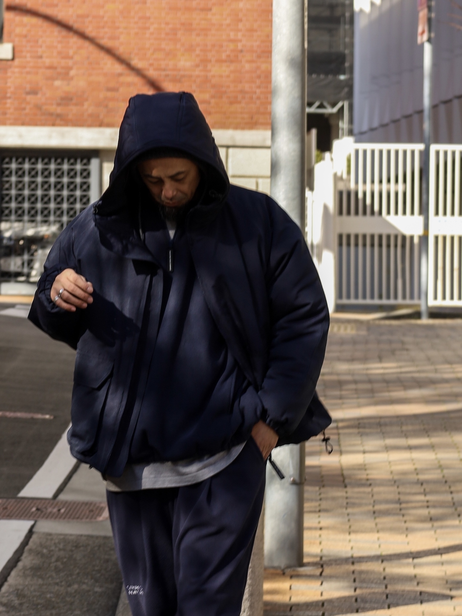 S.F.C FLEECE BASEBALL HALF ZIP JACKET / Navy | FLATBUSH（フラット