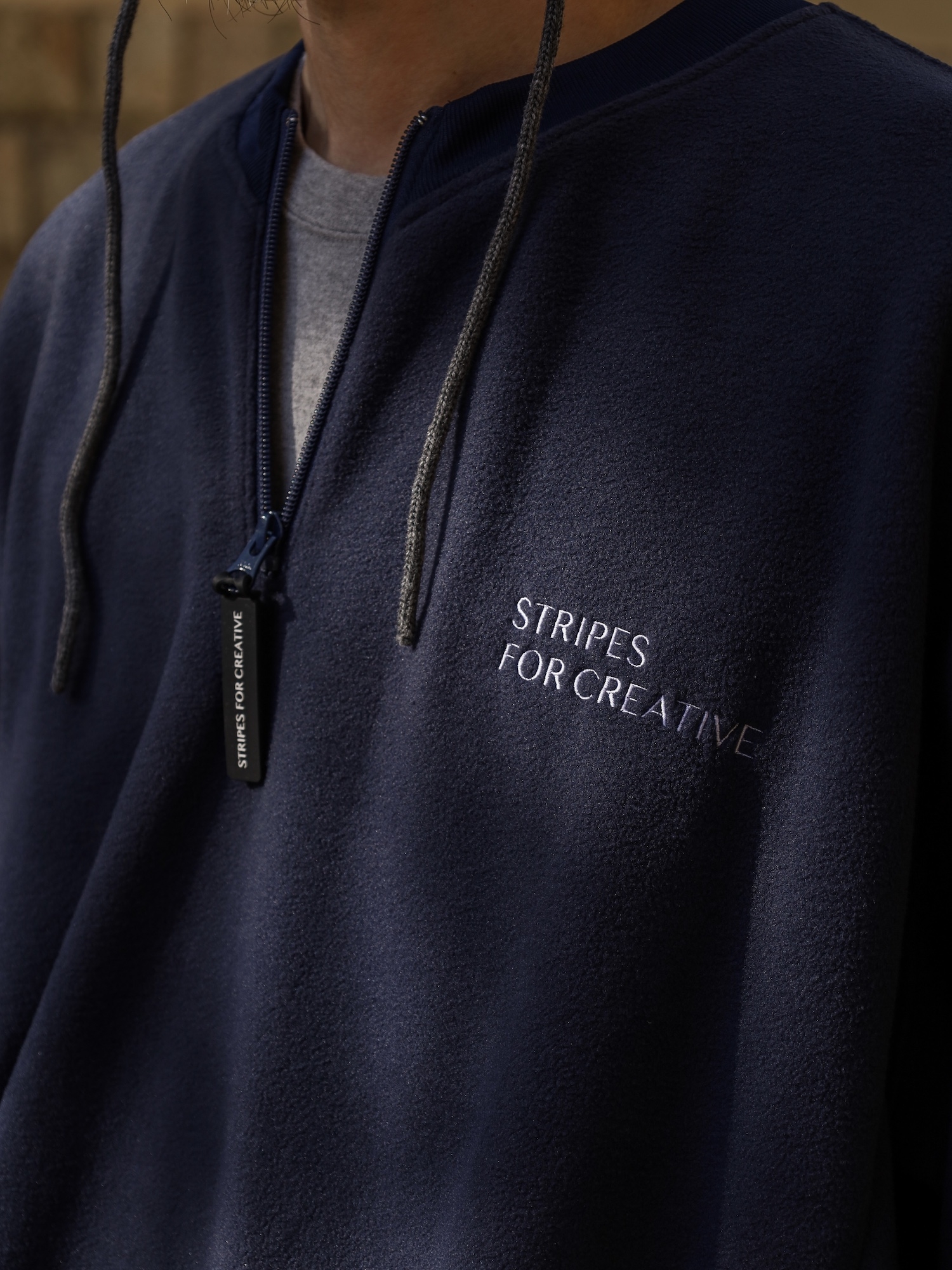 S.F.C FLEECE BASEBALL HALF ZIP JACKET / Navy | FLATBUSH（フラット
