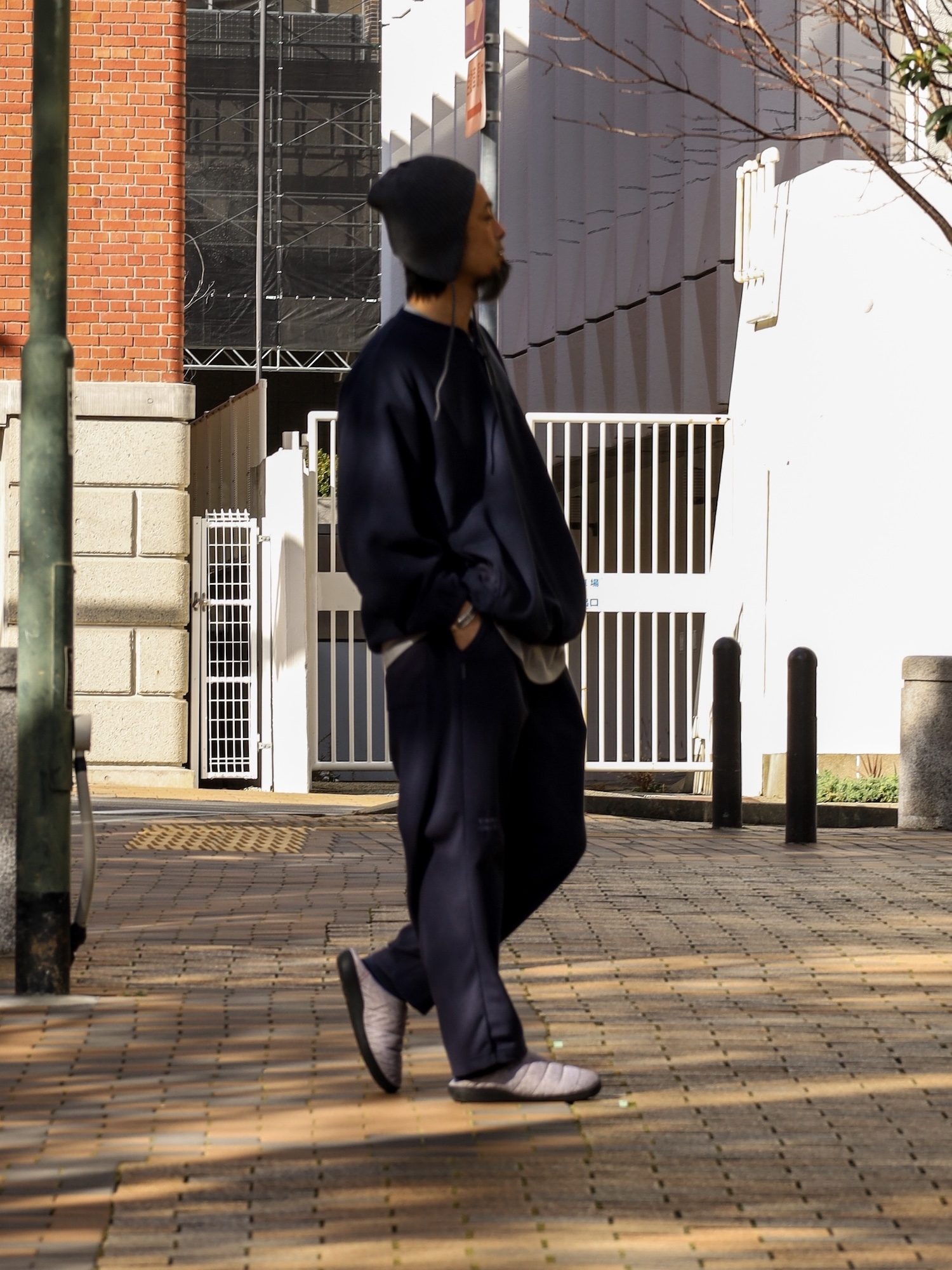 S.F.C FLEECE BASEBALL HALF ZIP JACKET / Navy | FLATBUSH（フラット