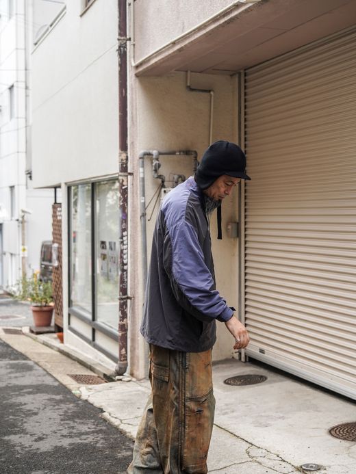 ANACHRONORM EXCHANGE PATTERN NYLON JACKET / Navy x black
