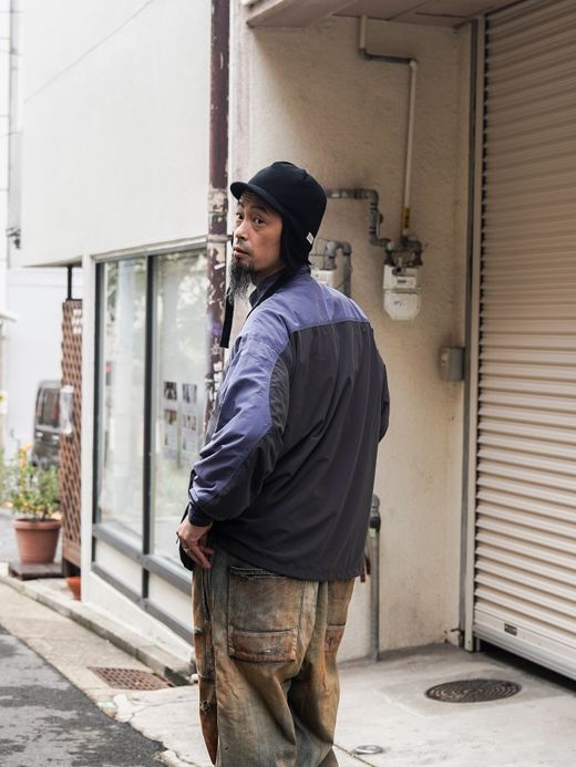 ANACHRONORM EXCHANGE PATTERN NYLON JACKET / Navy x black