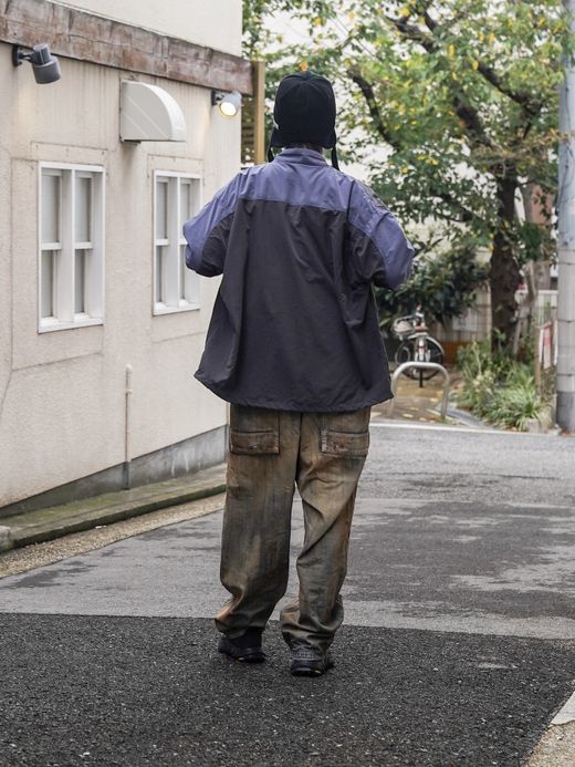 ANACHRONORM EXCHANGE PATTERN NYLON JACKET / Navy x black