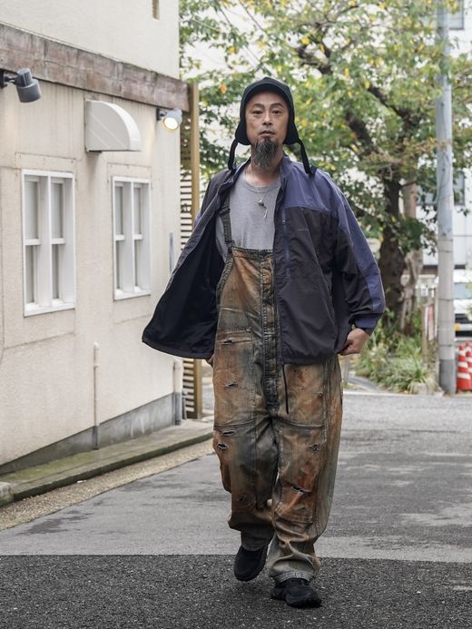 ANACHRONORM EXCHANGE PATTERN NYLON JACKET / Navy x black