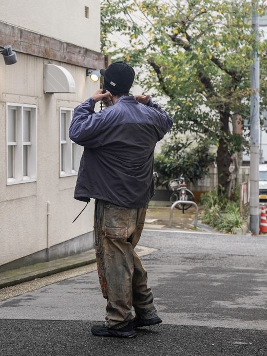 ANACHRONORM EXCHANGE PATTERN NYLON JACKET / Navy x black