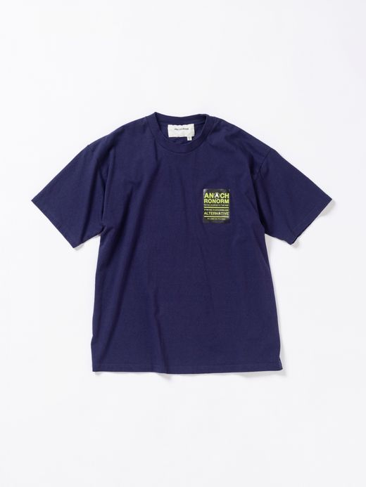 ANACHRONORM STICKER MOTIF PRINTED S/S T-S / Navy