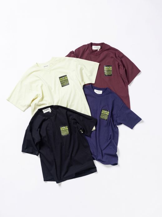 ANACHRONORM STICKER MOTIF PRINTED S/S T-S / Navy