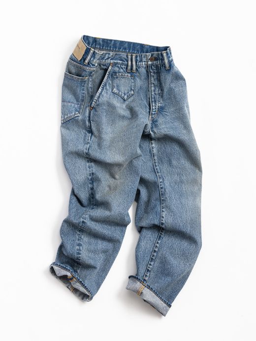 ANACHRONORM 80'S WIDE TAPERED JEANS / Indigo(aging wash)