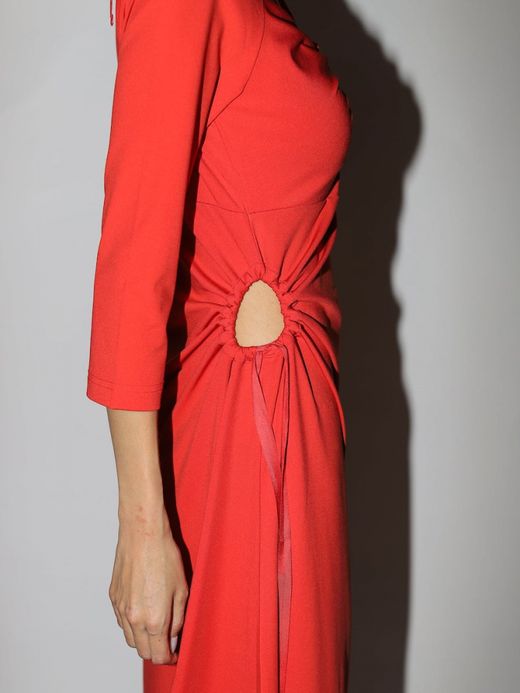 AMBERGLEAM ART CUT SMOOTH DRESS / Valencia red