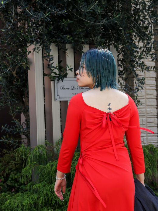AMBERGLEAM ART CUT SMOOTH DRESS / Valencia red