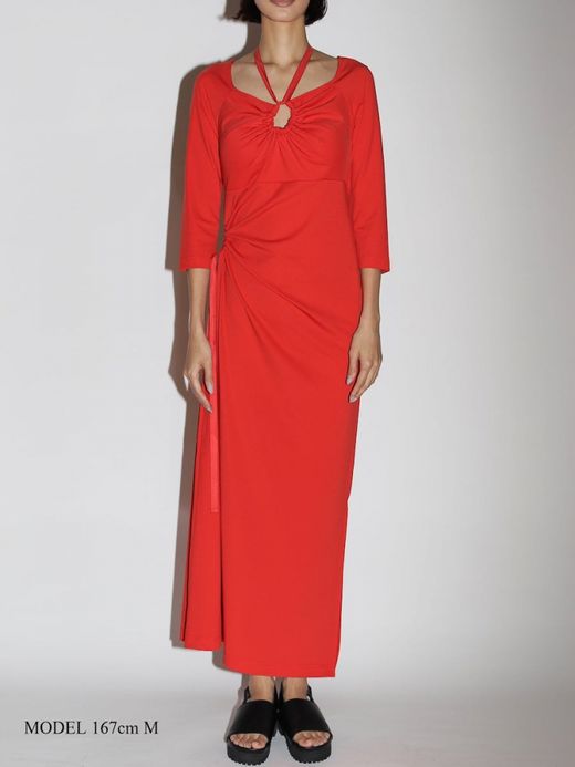 AMBERGLEAM ART CUT SMOOTH DRESS / Valencia red
