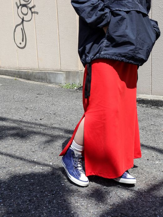 AMBERGLEAM ART CUT SMOOTH DRESS / Valencia red FLATBUSH（フラットブッシュ）公式