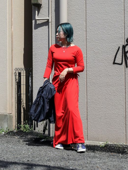 AMBERGLEAM ART CUT SMOOTH DRESS / Valencia red