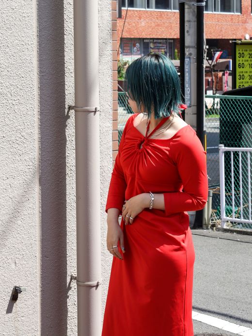 AMBERGLEAM ART CUT SMOOTH DRESS / Valencia red