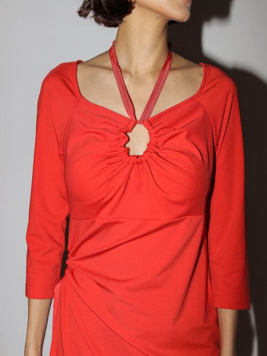 AMBERGLEAM ART CUT SMOOTH DRESS / Valencia red
