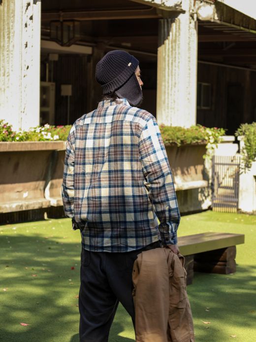 L.L.Bean MEN'S SCOTCH PLAID FLANNEL SHIRT , TRADITIONAL FIT / Indigo tartan
