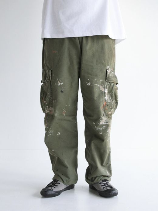 ANACHRONORM DIRT PAINT FATIGUE PANTS / Olive