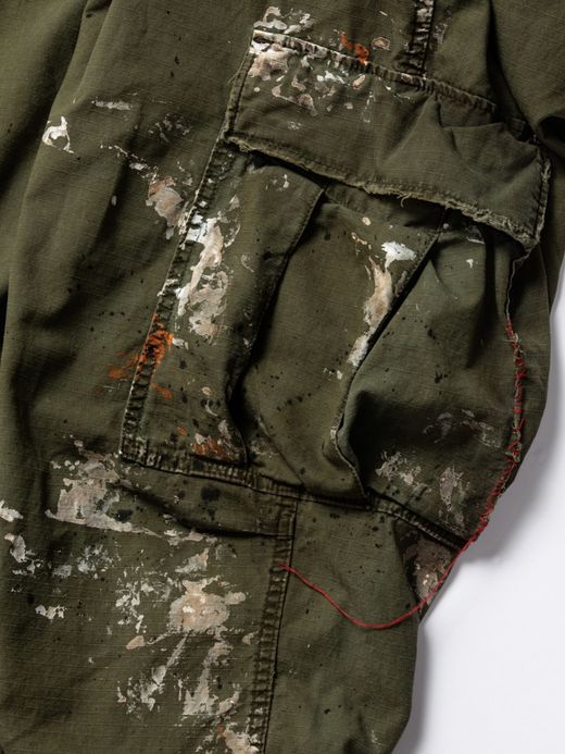 ANACHRONORM DIRT PAINT FATIGUE PANTS / Olive