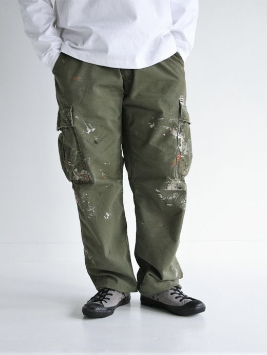 ANACHRONORM DIRT PAINT FATIGUE PANTS / Olive