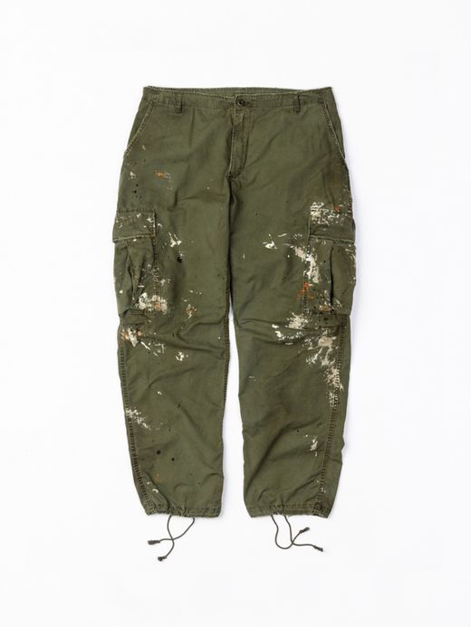 ANACHRONORM DIRT PAINT FATIGUE PANTS / Olive