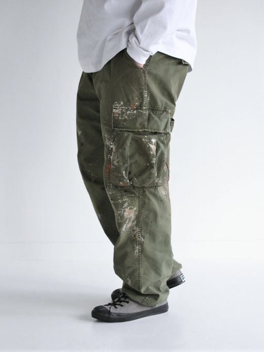 ANACHRONORM DIRT PAINT FATIGUE PANTS / Olive