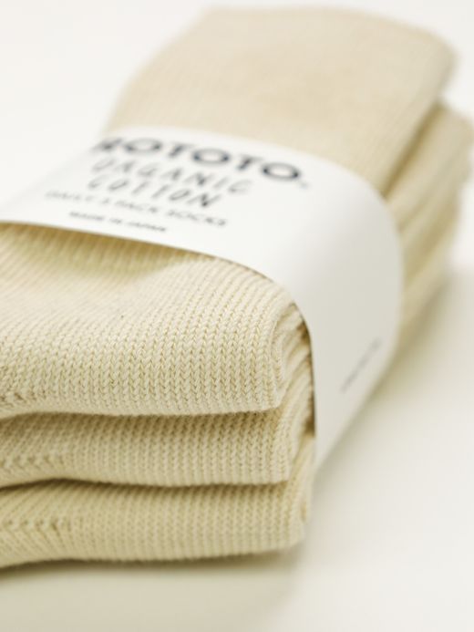 ROTOTO ORGANIC DAILY 3PACK RIBBED CREW SOCKS / 4colors